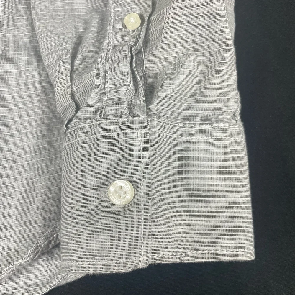 Américan Rag Cie Women Gray Striped Long Sleeve Button Up Shirt Size S - Picture 10 of 11